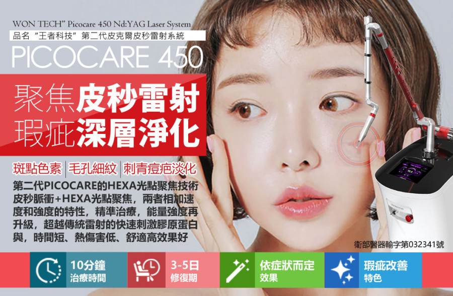 PICOCARE皮秒雷射450-PRO_痘疤斑點_毛孔刺青_傷口瘀痕淡化